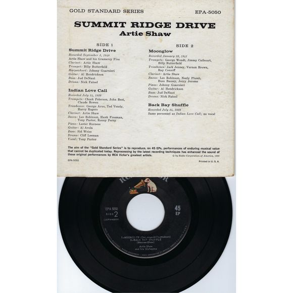 Artie Shaw & His Orch. 45 EP Summit Ridge Drive on RCA Victor VG+/VG+ Jazz - Picture 2 of 2